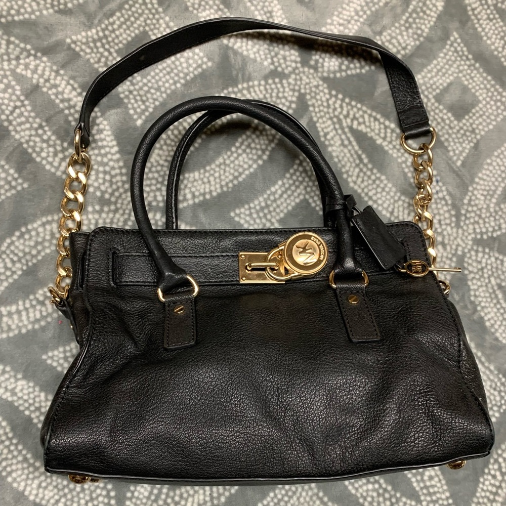 Michael Kors Hamilton tote small, black with gold hardware